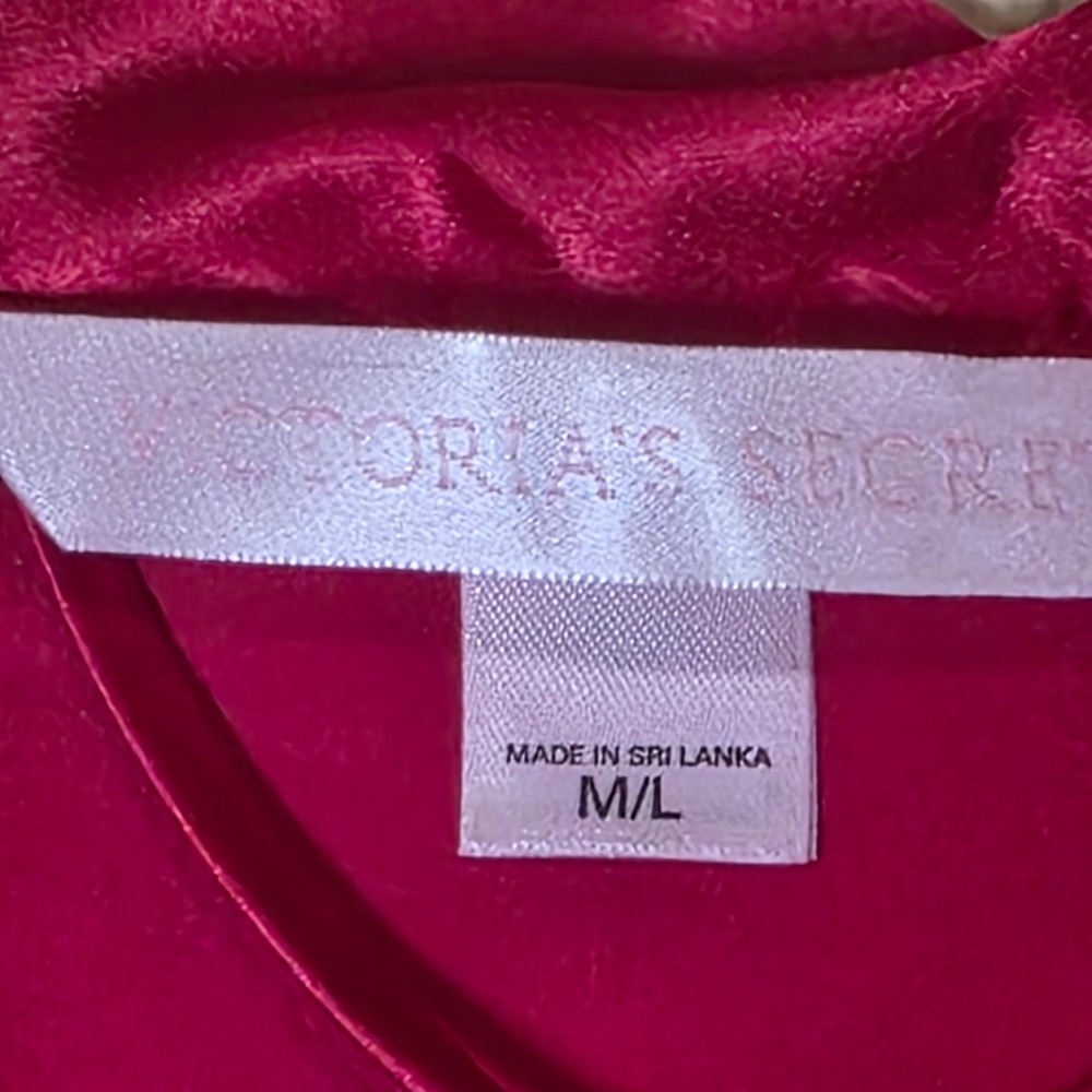 Victoria Secret Fuchsia Pink Satin Maxi Robe Long Sleeve M/L kimono lounge READ - Picture 3 of 7